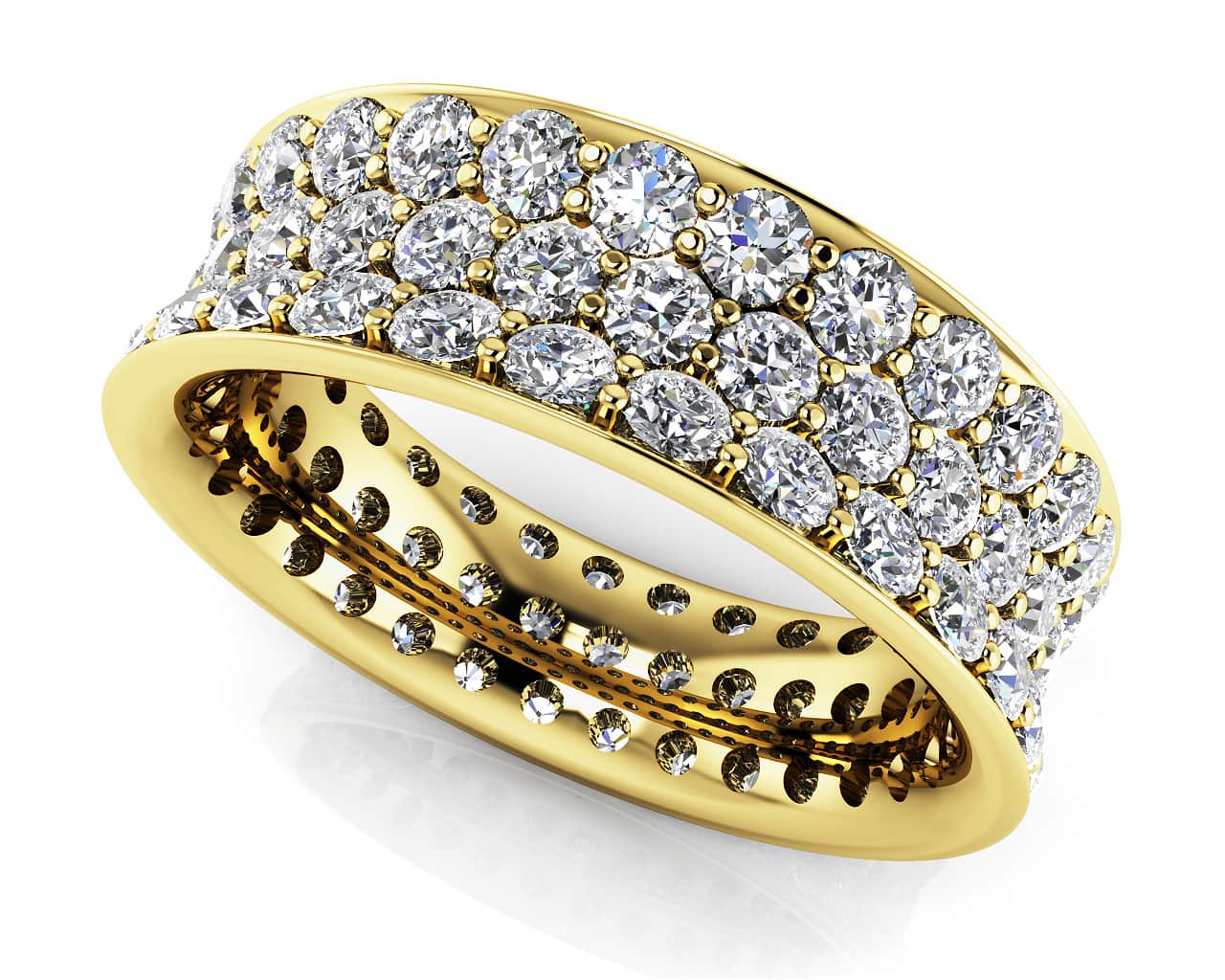 Concave 3 Row Diamond Lab-Grown Diamond Eternity Ring with 2.87 ct.(finished) 2mm - Image 2