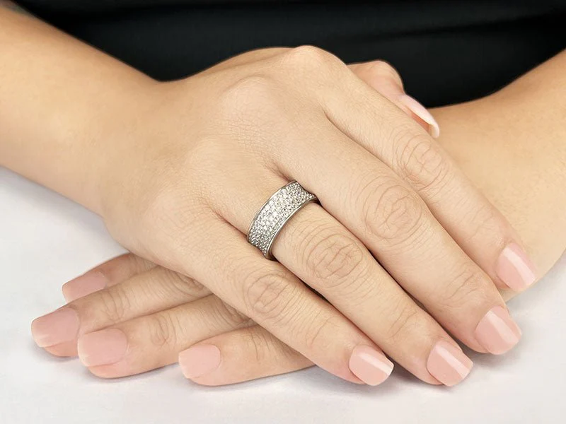 Concave 5 Row Diamond Eternity Ring  with 2.10 ct.(finished) 1.3mm - Image 3