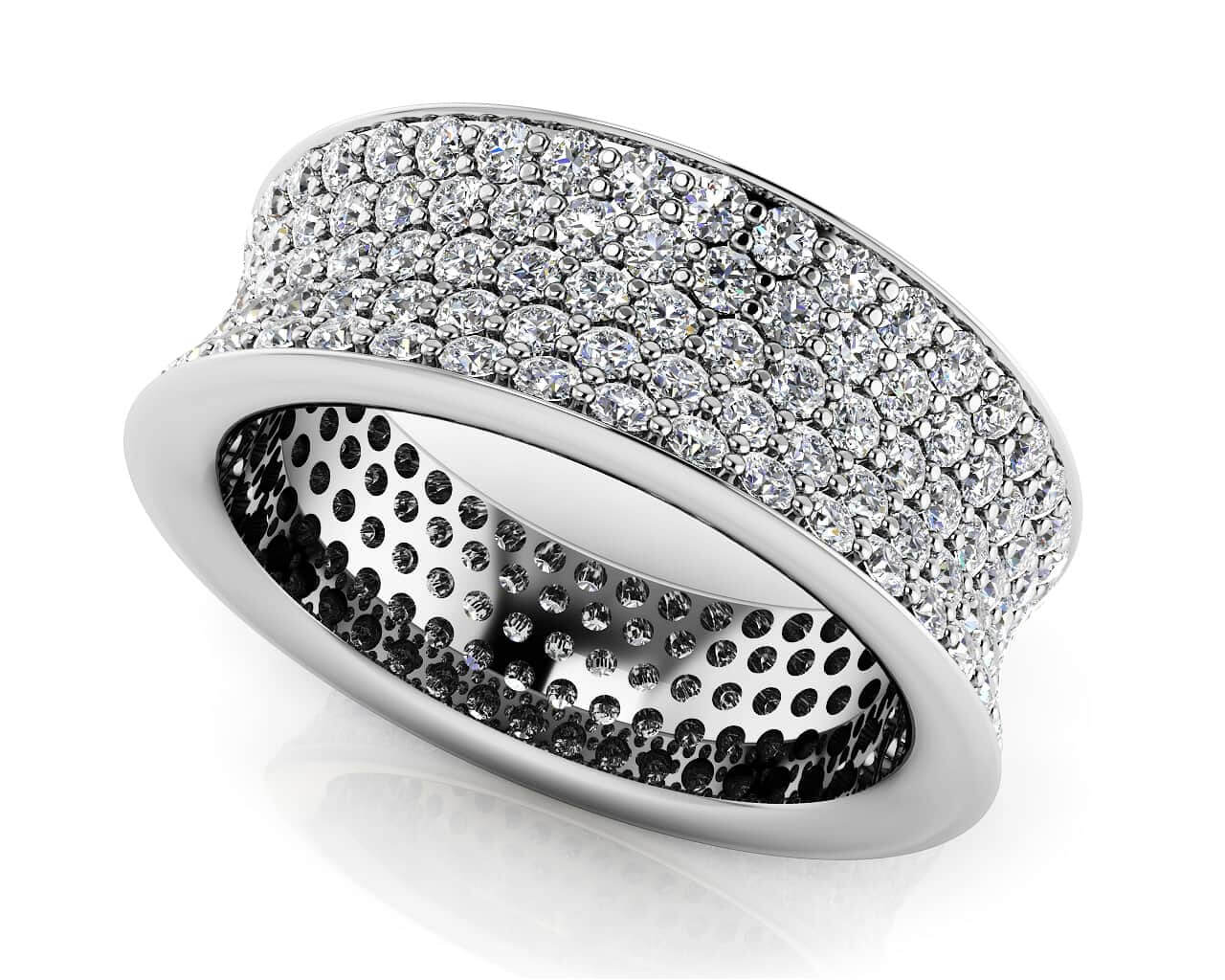 Concave 5 Row Diamond Lab-Grown Diamond Eternity Ring with 2.10 ct.(finished) 1.3mm
