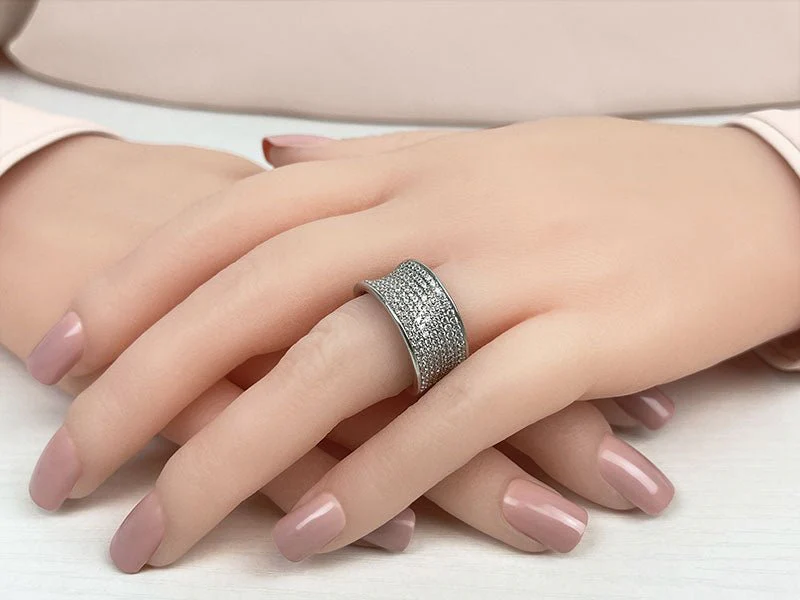Concave 7 Row Diamond Anniversary Ring with 1.42 ct.(finished) 1.2mm - Image 3