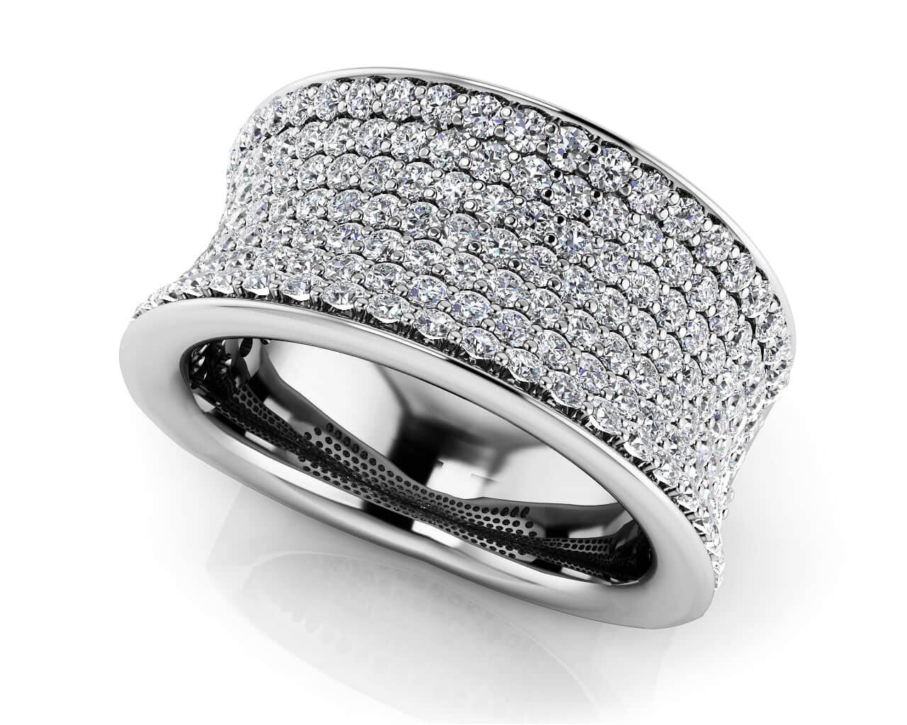 Concave 7 Row Diamond Anniversary Lab-Grown Diamond Ring with 1.42 ct.(finished) 1.2mm