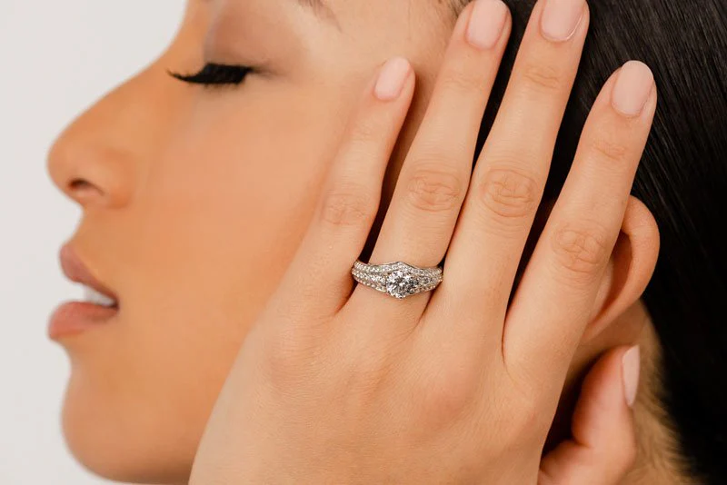 Contemporary Engagement Ring With Side Stones Diamond  with 2.36 ct. (1.50 ct. center diamond) - Image 4