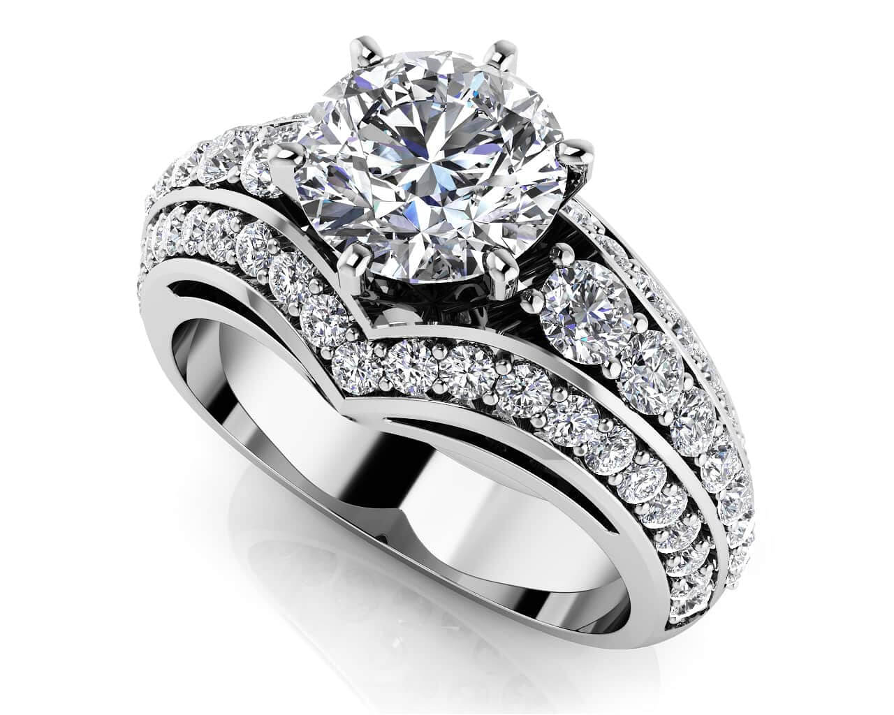 Contemporary Lab-Grown Diamond Engagement Ring With Side Stones with 1.36 ct. (0.50 ct. center diamond)