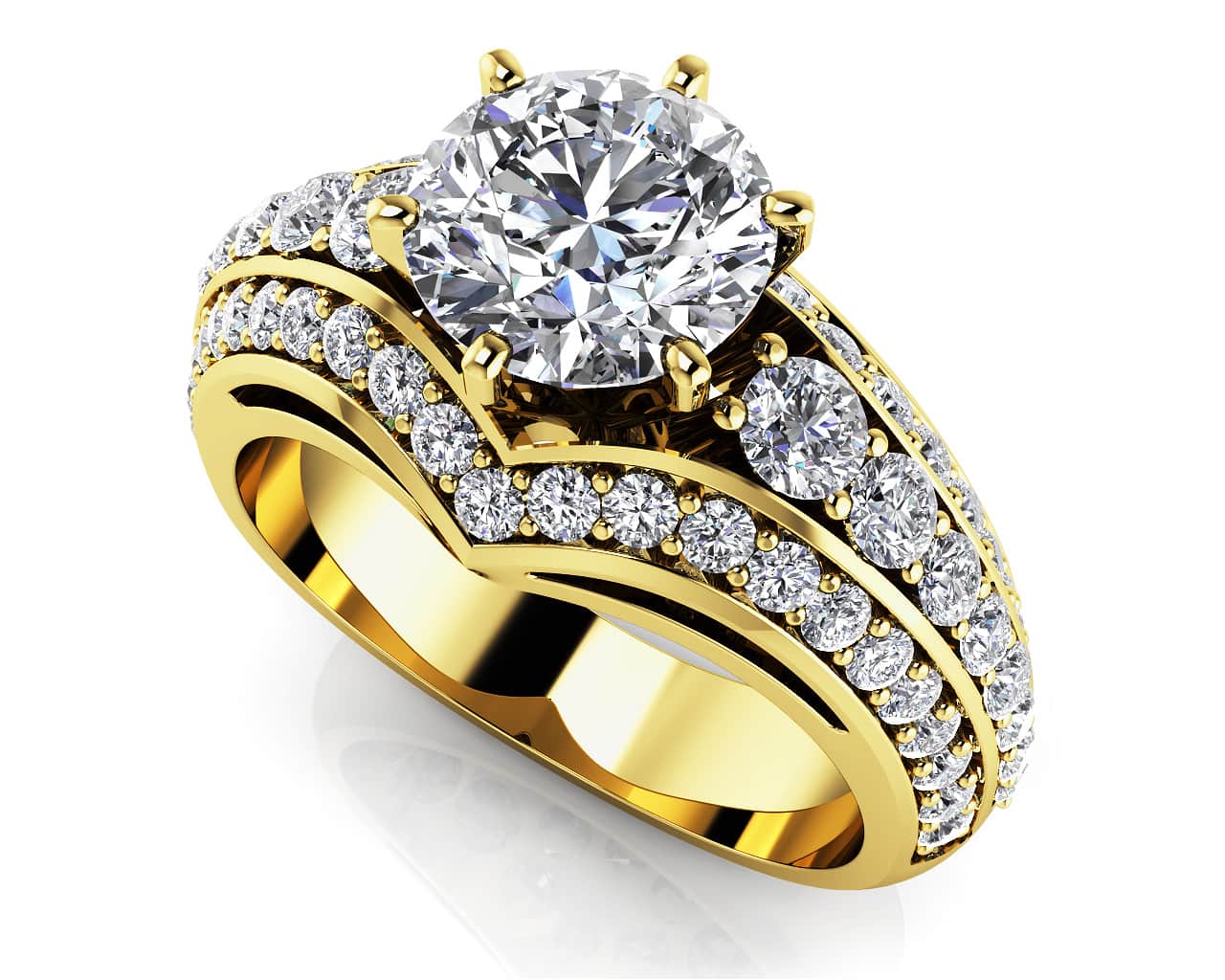 Contemporary Lab-Grown Diamond Engagement Ring With Side Stones with 2.11 ct. (1.25 ct. center diamond) - Image 2