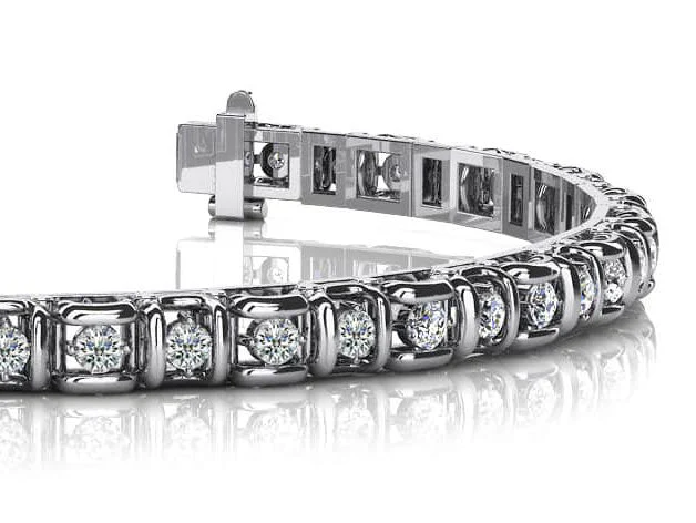 Cross Directional Link Diamond Bracelet with 3.04 ct.(finished) 2.7mm