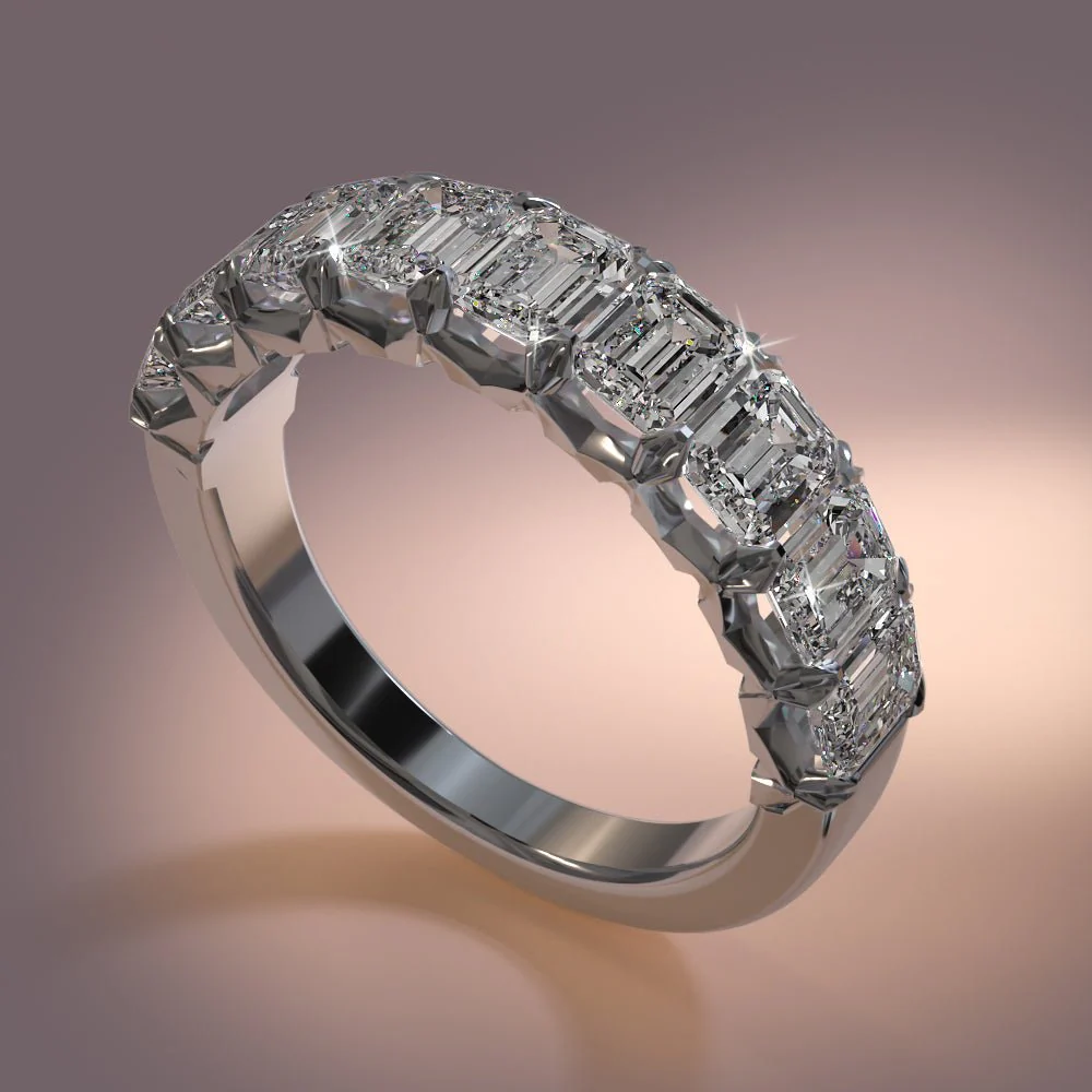 Crown Emerald Cut Diamond Anniversary Diamond Ring with 2.79 ct.(finished) 4.5x3.2mm - Image 3