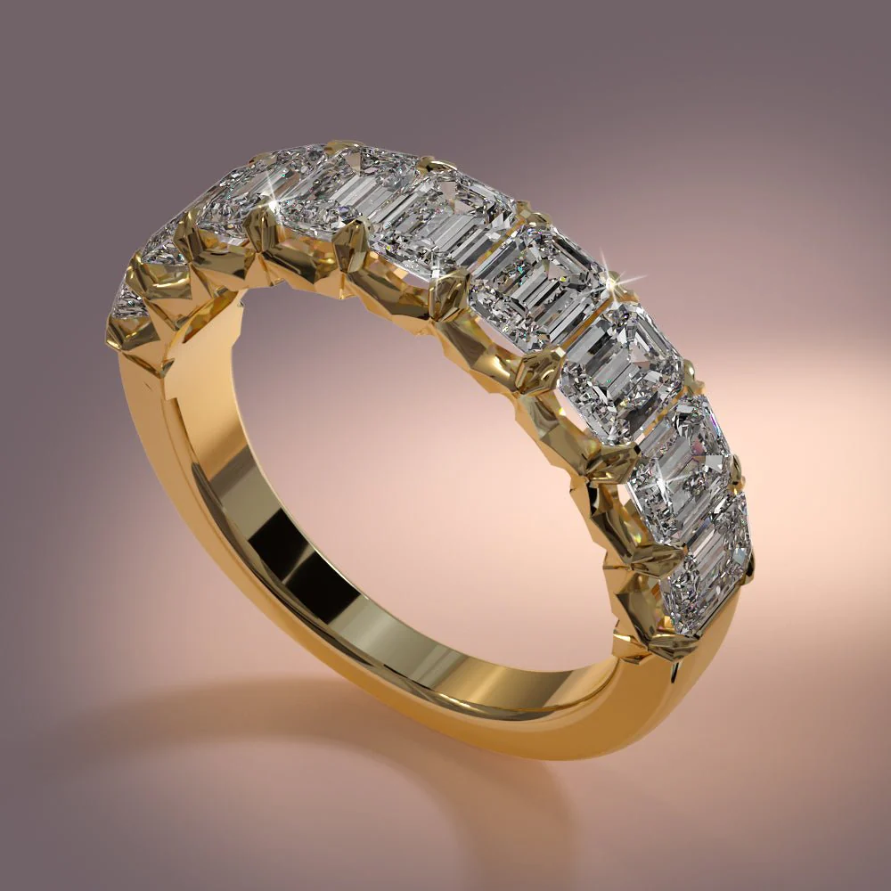 Crown Emerald Cut Lab-Grown Diamond Anniversary Ring with 2.52 ct.(finished) 4.2x3.1mm - Image 4