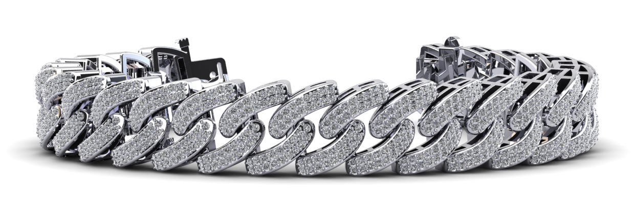 Cuban Link Two Rows Lab-Grown Diamond Bracelet with 4.66 ct.(finished) 1mm