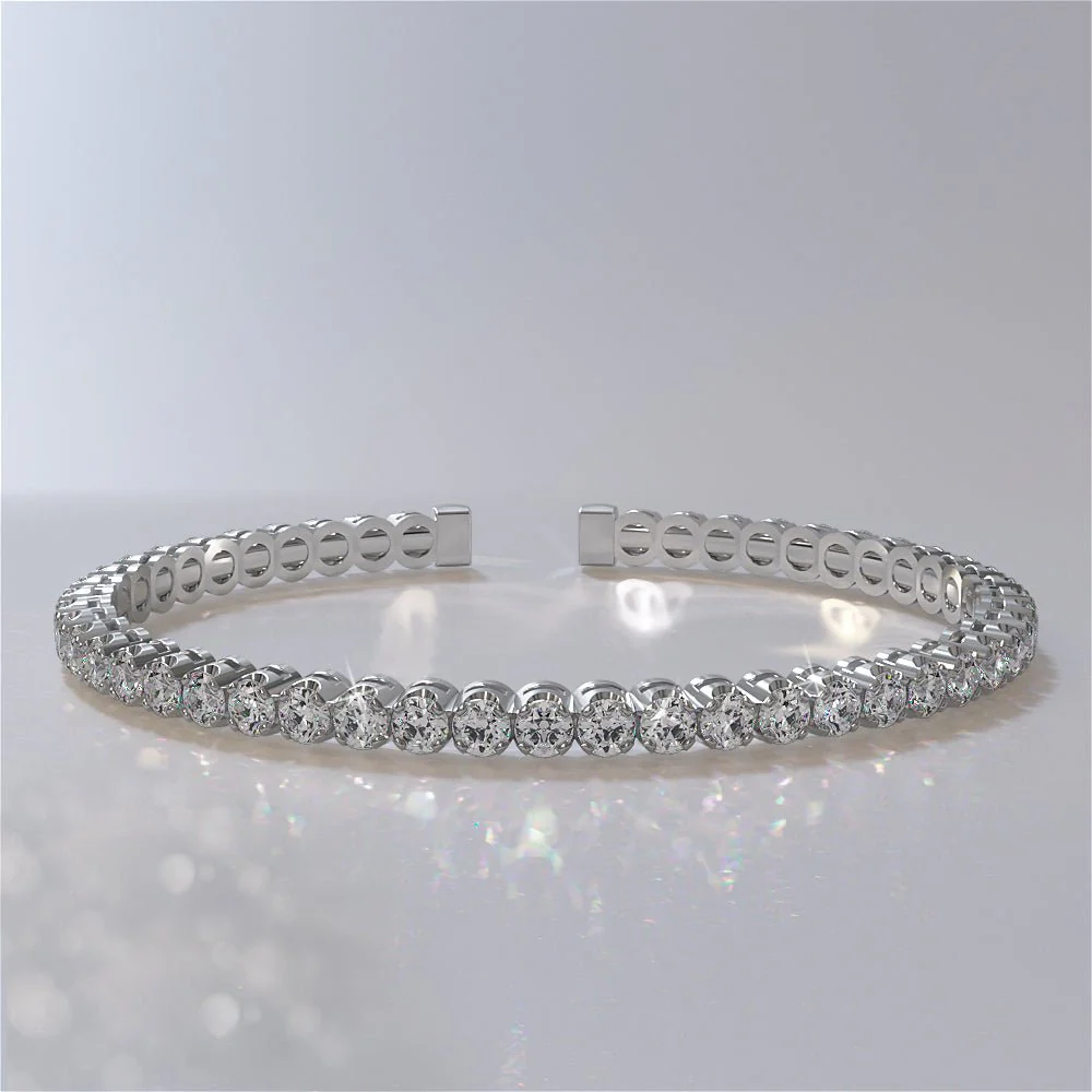 Curved Prong Flexible Diamond Bangle Lab-Grown Diamond Bracelet with 1.65 ct.(finished) 1.9mm - Image 3