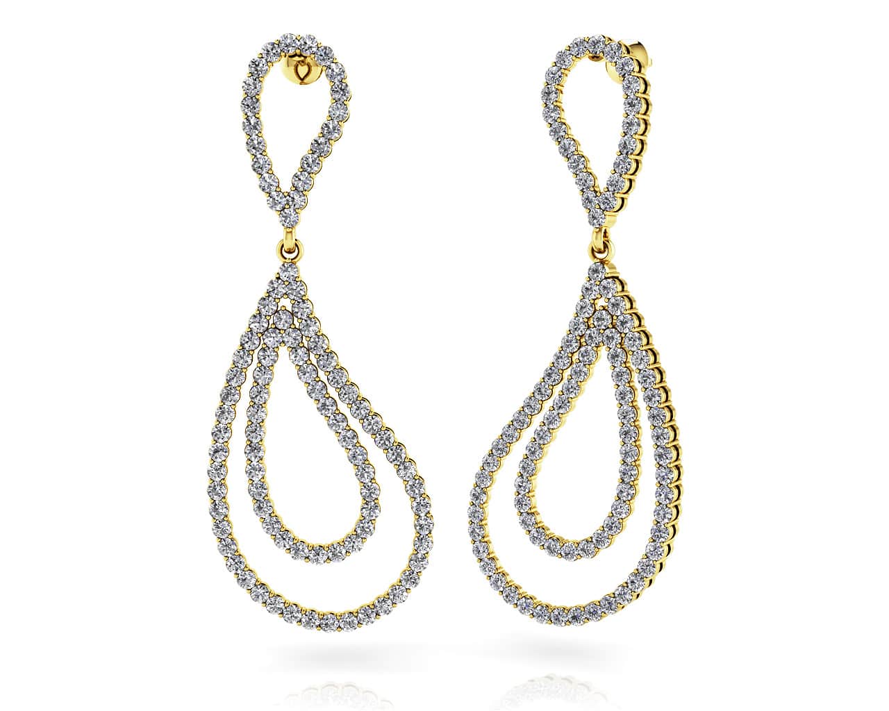 Curvy Teardrop Diamond Drop Diamond Earrings with 0.72 ct.(finished) 1mm - Image 2