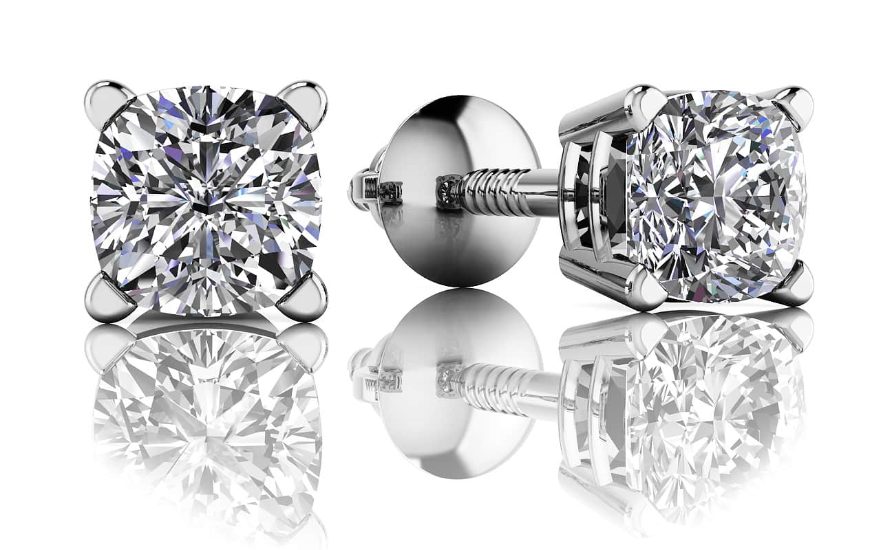 Cushion Cut Diamond Lab-Grown Diamond Studs with 1.00 ct.(finished) 4.5mm