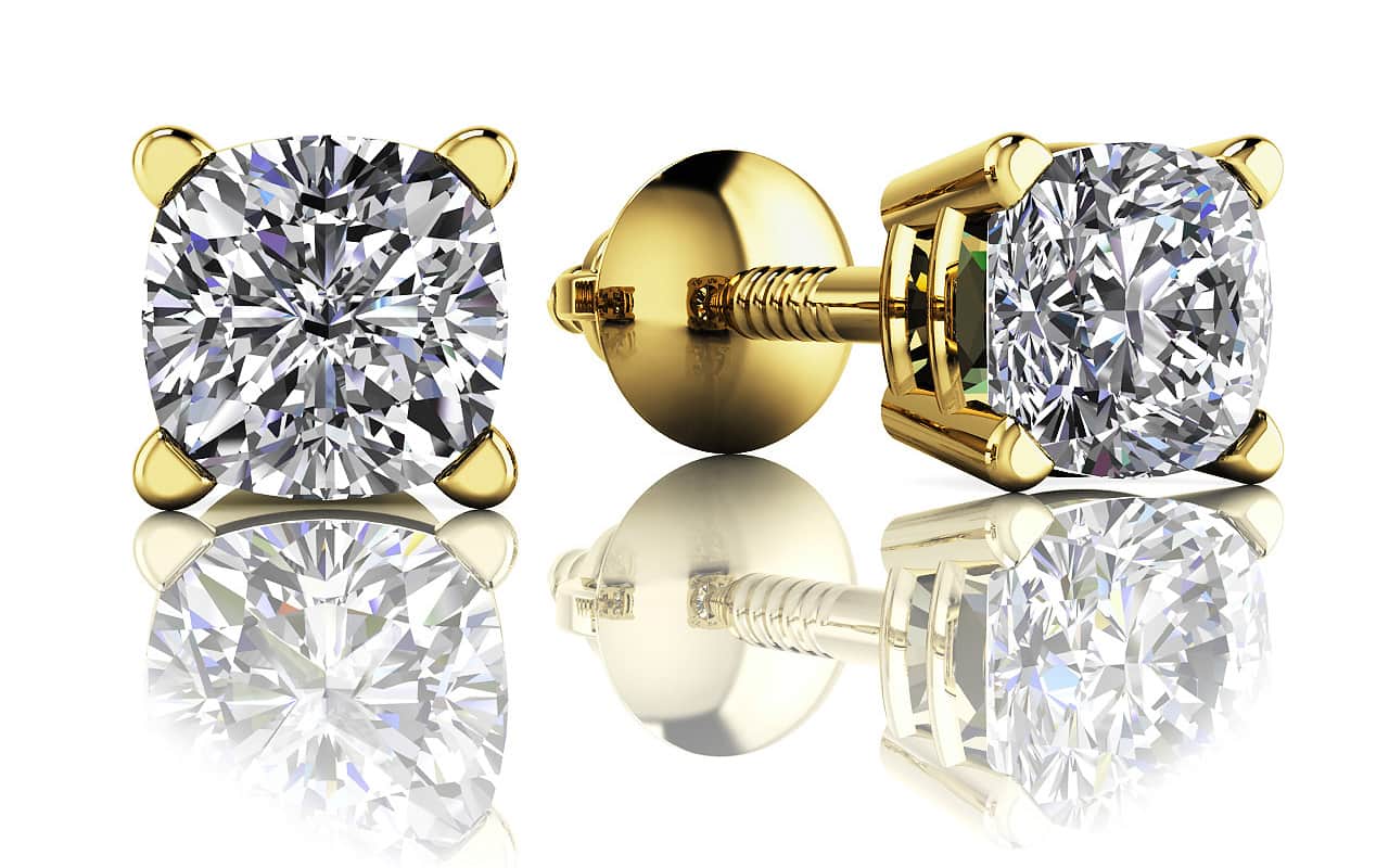 Cushion Cut Diamond Lab-Grown Diamond Studs  with 2.50 ct.(finished) 6mm - Image 2