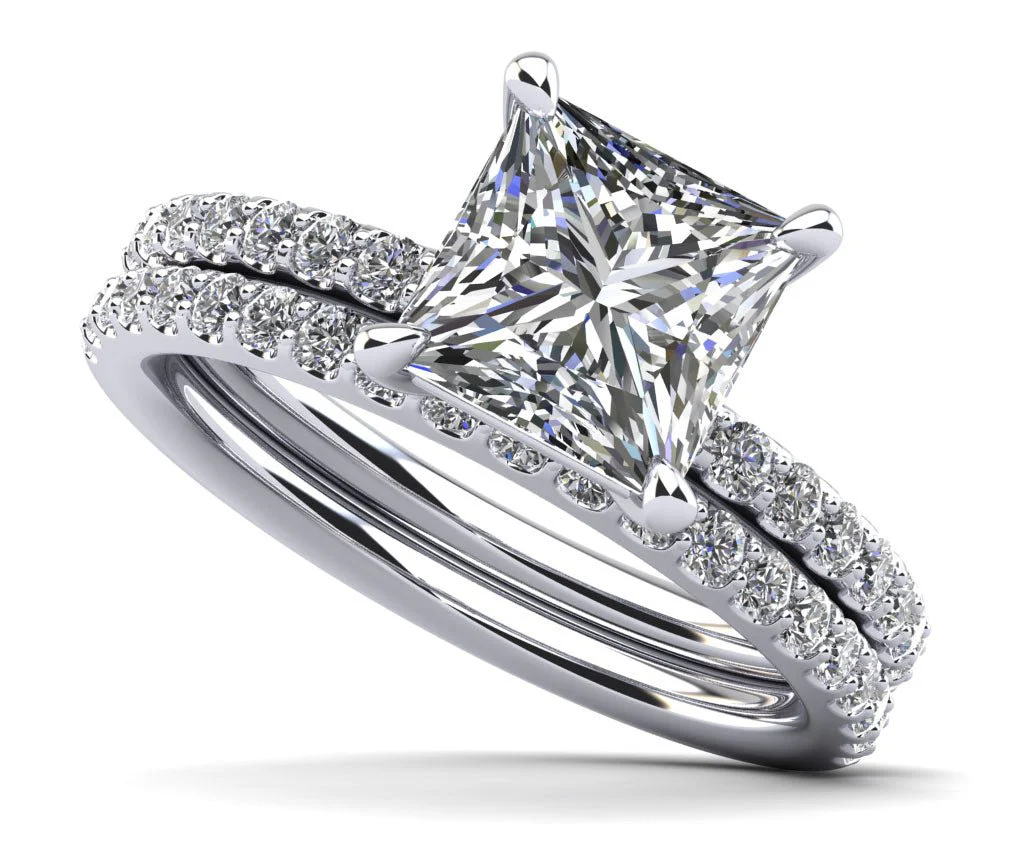 Cut To Perfection Princess Diamond Bridal Set Diamond with 1.07 ct. (0.50 ct. center diamond)