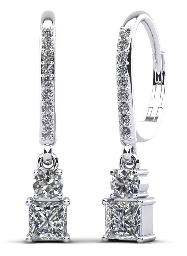 Darling Diamond Drop Diamond Earrings with 0.83 ct.(finished) 1.2mm, 2.7mm, 3.5mm