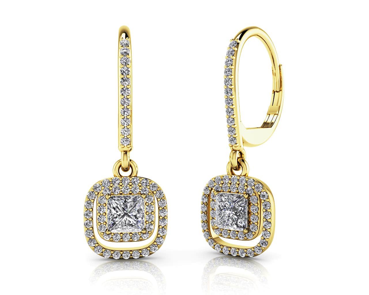 Day To Night Diamond Drop Diamond Earrings with 1.06 ct. (2X0.27 ct. center diamonds) - Image 2