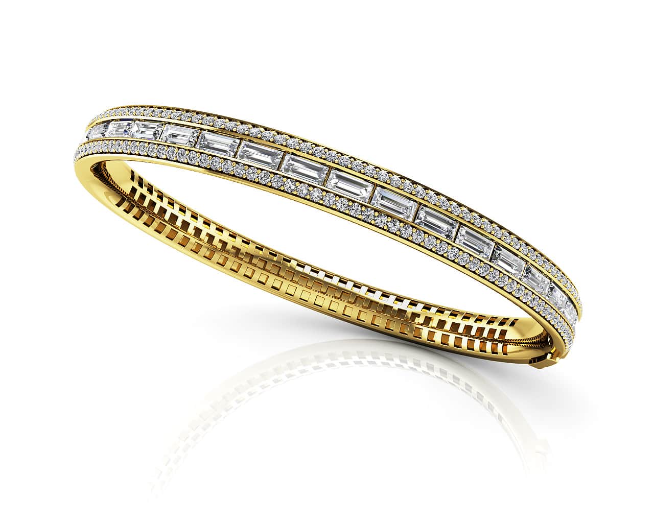 Dazzling Baguette And Round Diamond Bangle with 4.17 ct.(finished) 4.5x2mm, 1.1mm - Image 2