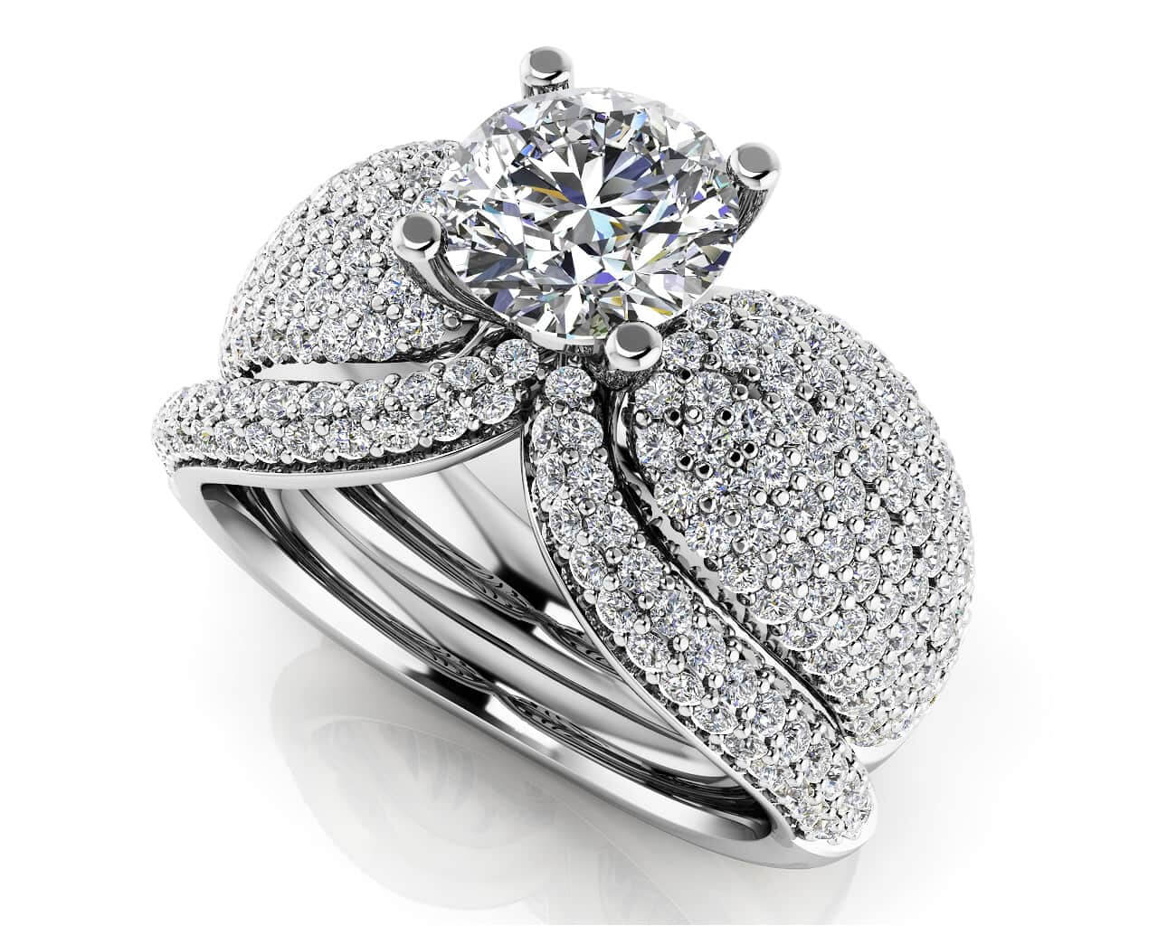 Dazzling Diamond Bridal Set With Side Stones Diamond with 1.78 ct. (0.50 ct. center diamond)