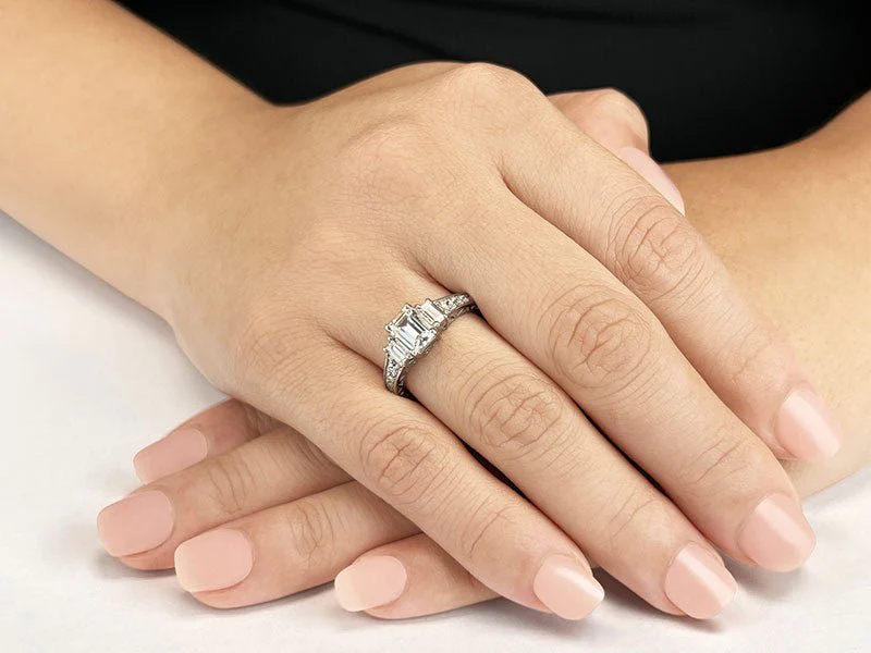 Dazzling Diamond Bridal Set With Side Stones Diamond  with 3.28 ct. (2.00 ct. center diamond) - Image 3