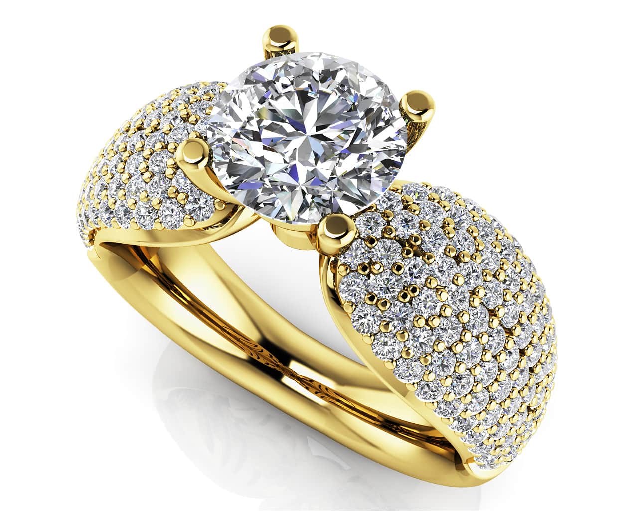 Dazzling Diamond Engagement Ring With Side Stones Diamond  with 1.36 ct. (0.50 ct. center diamond) - Image 2