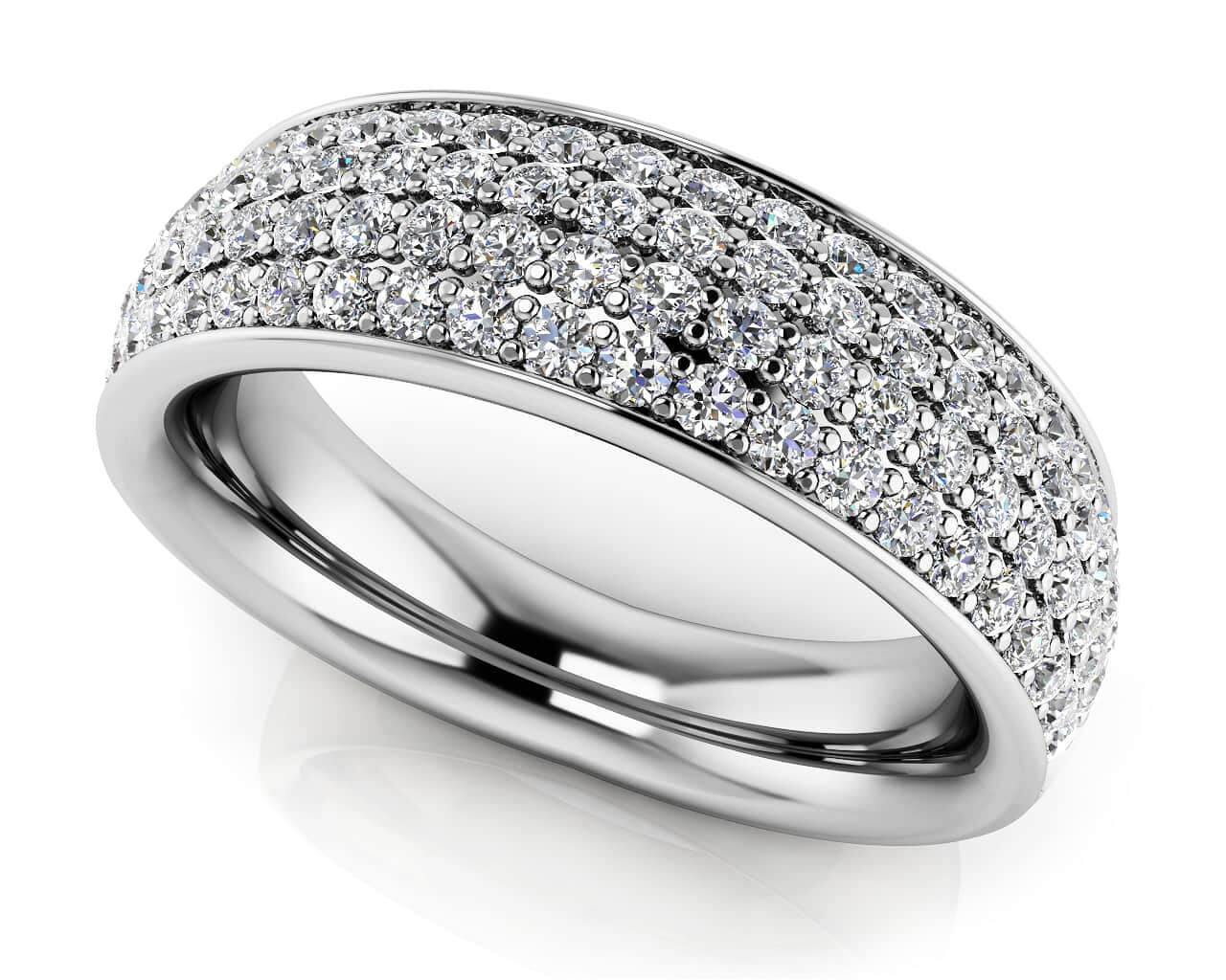 Dazzling Four Row Diamond Anniversary Diamond Ring with 0.74 ct.(finished) 1.2mm