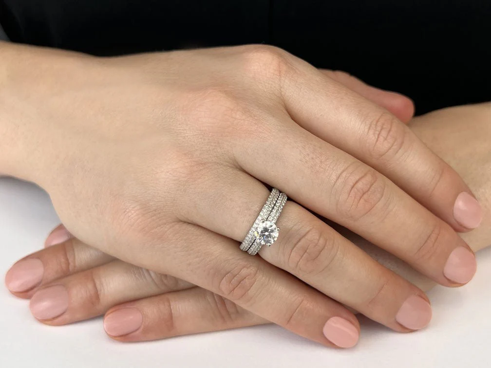 Dazzling Four Row Diamond Engagement Ring Set Lab-Grown Diamond  with 1.95 ct. (1.25 ct. center diamond) - Image 3
