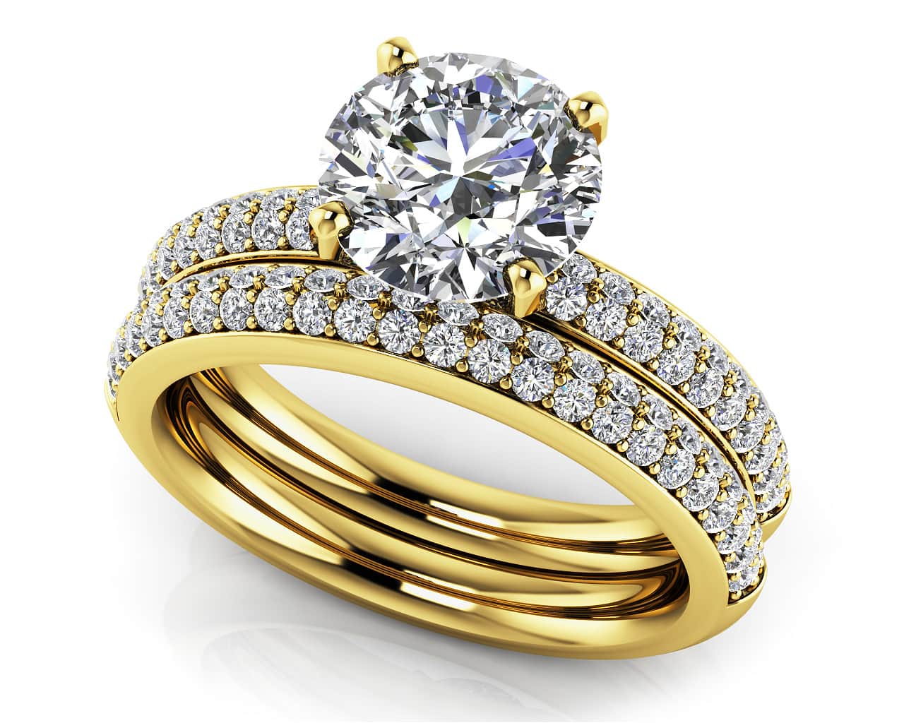 Dazzling Four Row Diamond Engagement Ring Set Lab-Grown Diamond  with 2.70 ct. (2.00 ct. center diamond) - Image 2