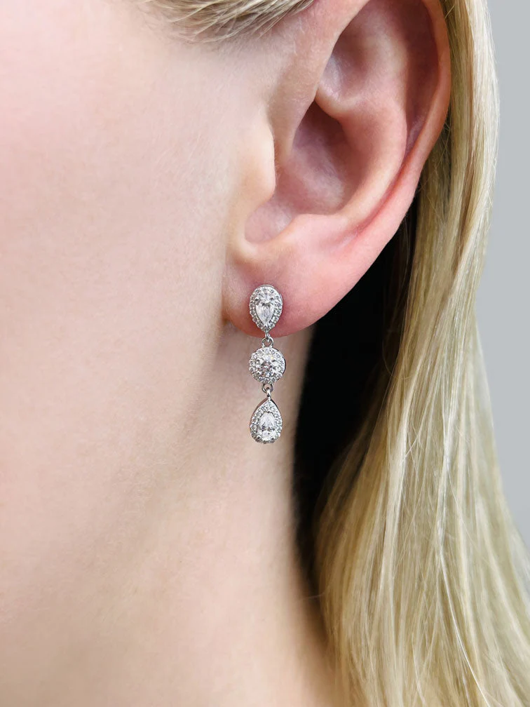Dazzling Pear And Round Diamond Drop Diamond Earrings with 1.58 ct.(finished) 5x3mm, 1mm, 3.5mm - Image 3