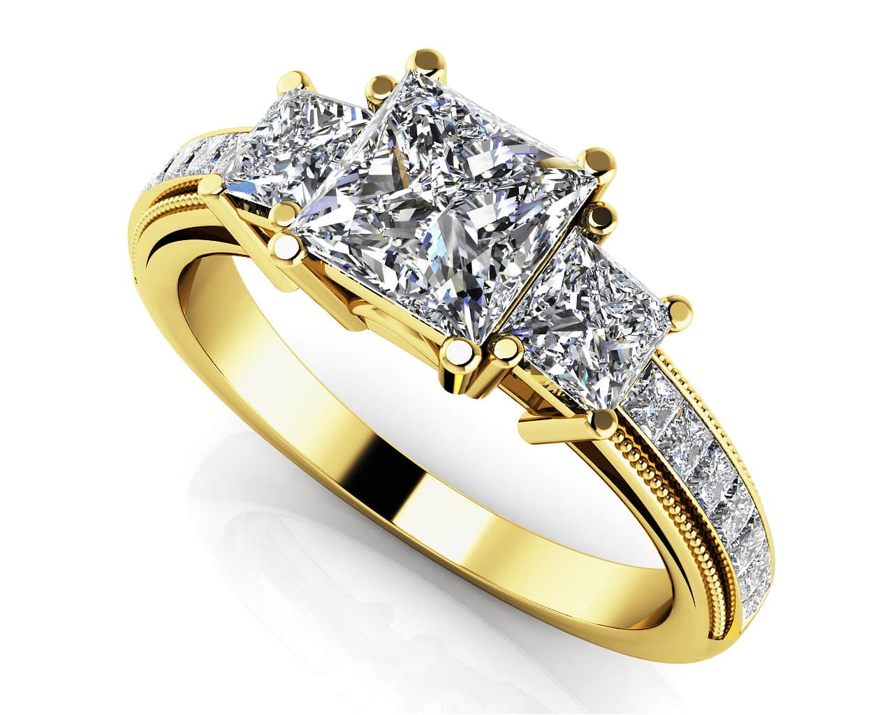 Dazzling Princess Diamond Engagement Ring with 3.81 ct. (2.00 ct. center diamond) - Image 2