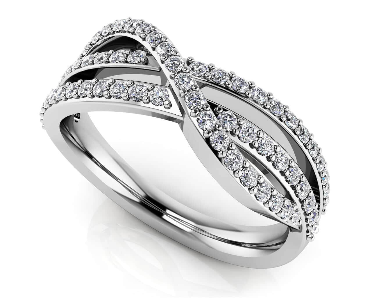 Dazzling Three Row Anniversary Diamond Ring with 0.46 ct.(finished) 1.1mm