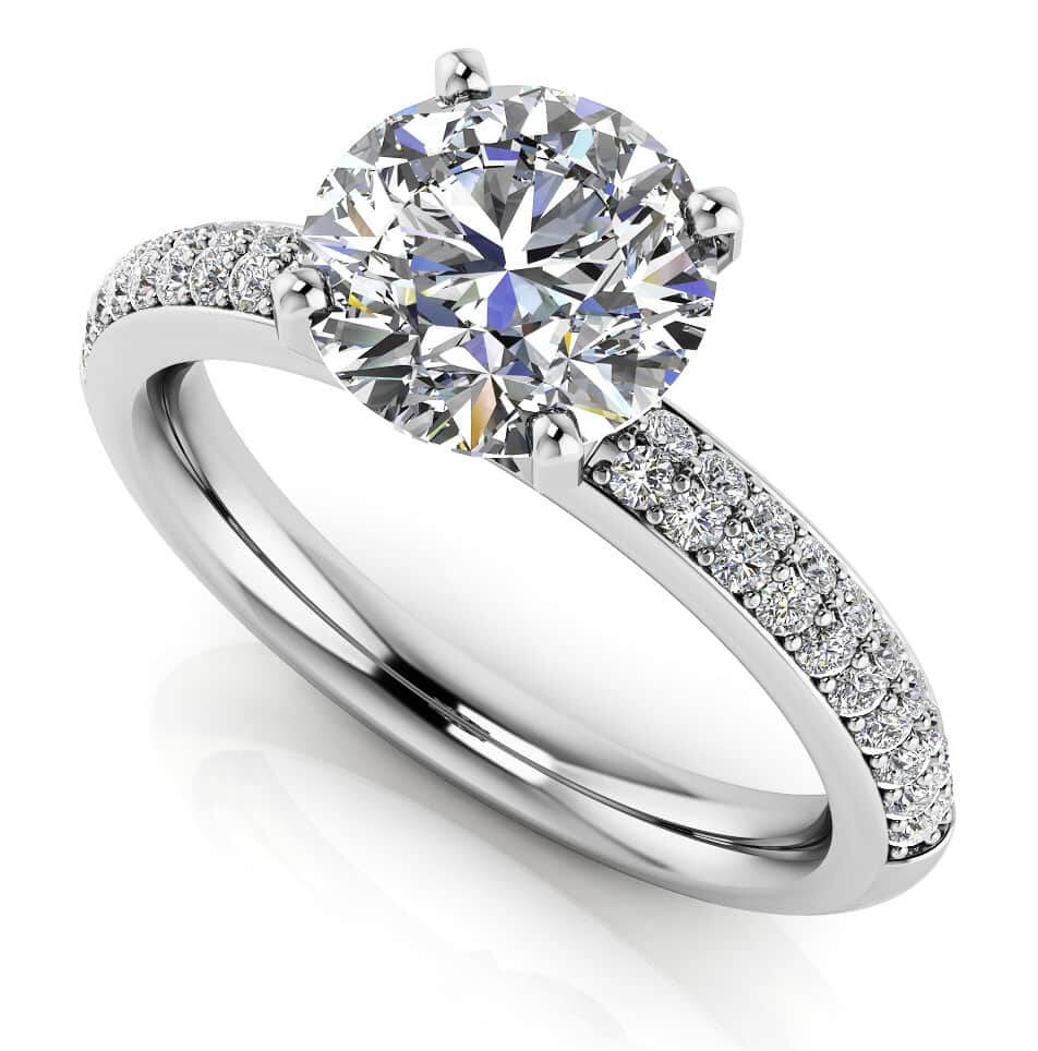 Dazzling Two Row Diamond Engagement Ring with 1.32 ct. (1.00 ct. center diamond)