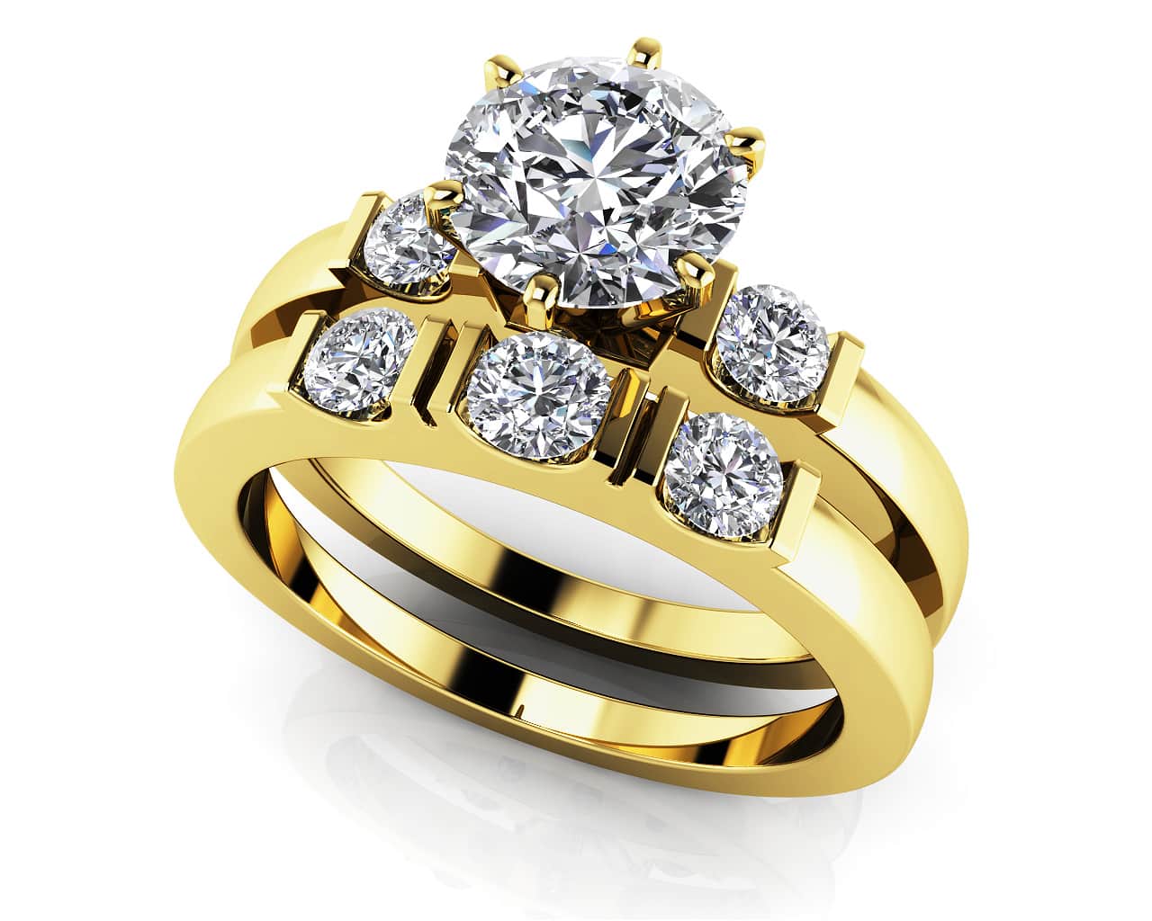 Deco Bridal Set Diamond  with 1.52 ct. (1.25 ct. center diamond) - Image 2