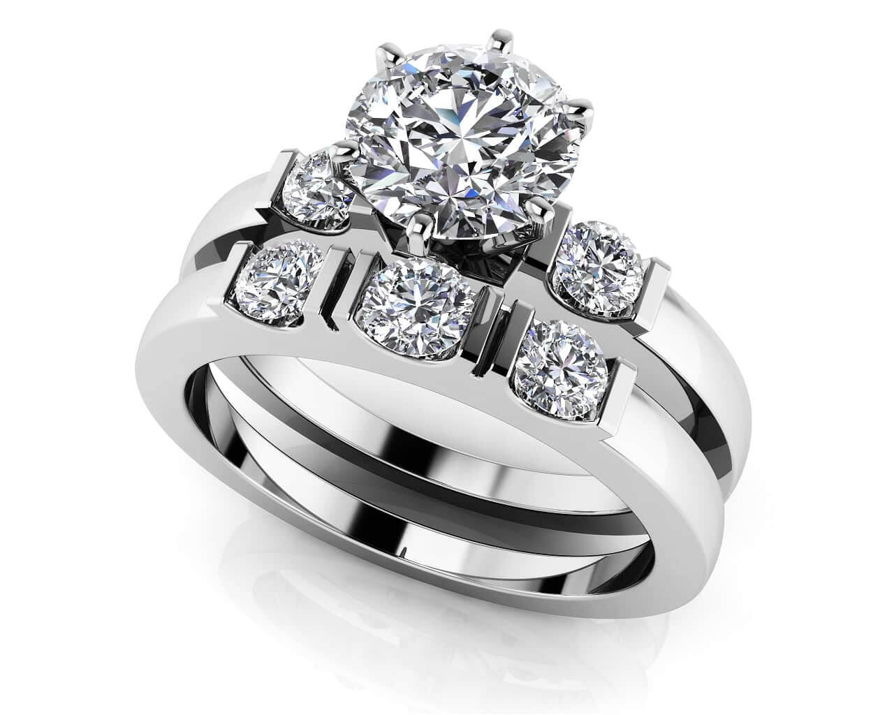 Deco Lab-Grown Diamond Bridal Set with 1.52 ct. (1.25 ct. center diamond)
