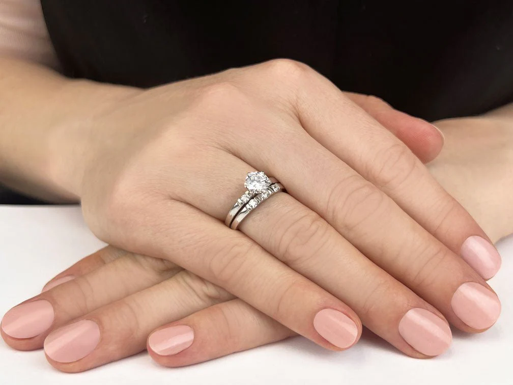 Deco Lab-Grown Diamond Bridal Set with 1.52 ct. (1.25 ct. center diamond) - Image 3