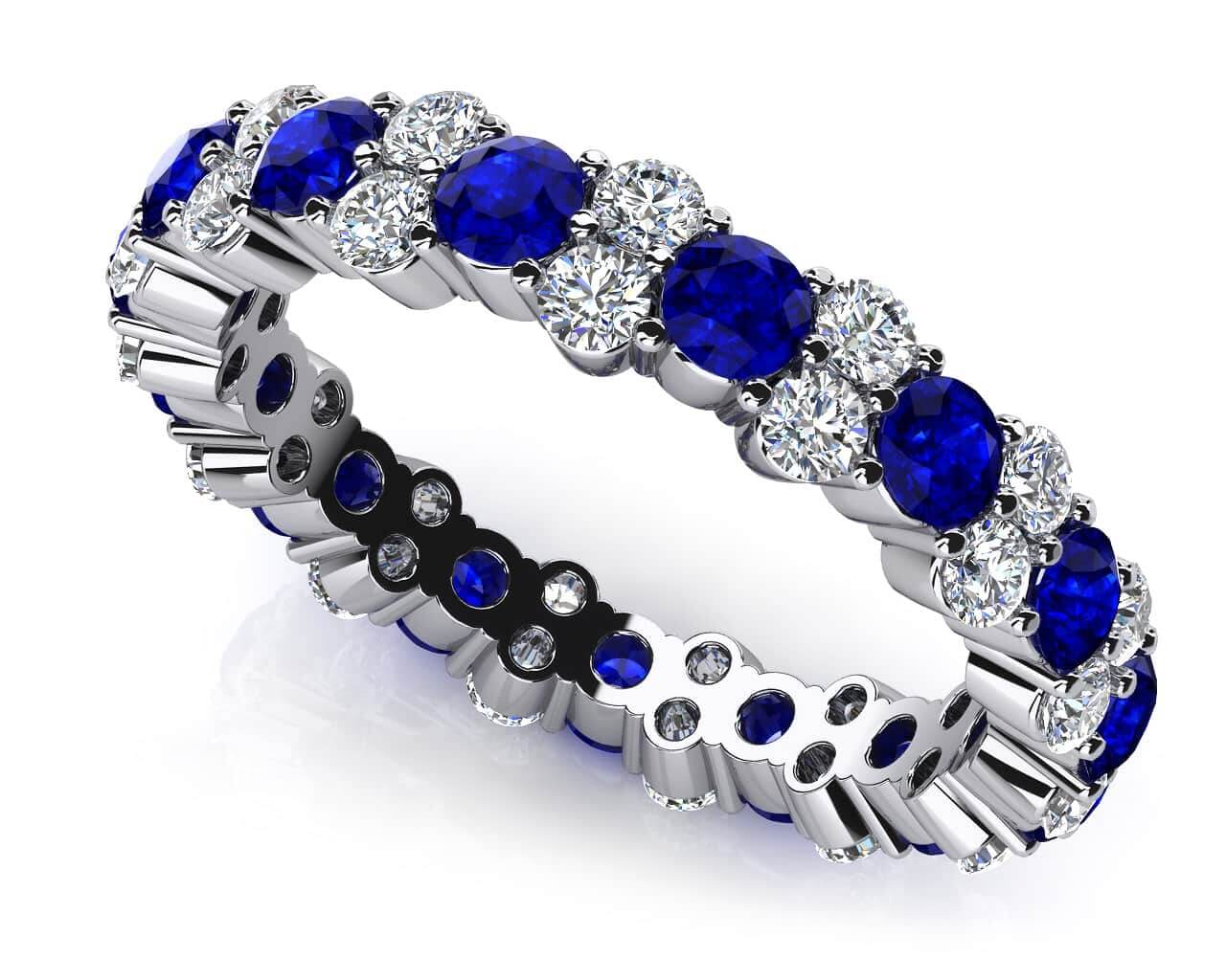 Delightful Diamond And Gem Eternity Diamond Ring with 2.08 ct.(finished) 1.9mm, 2.6mm Ruby