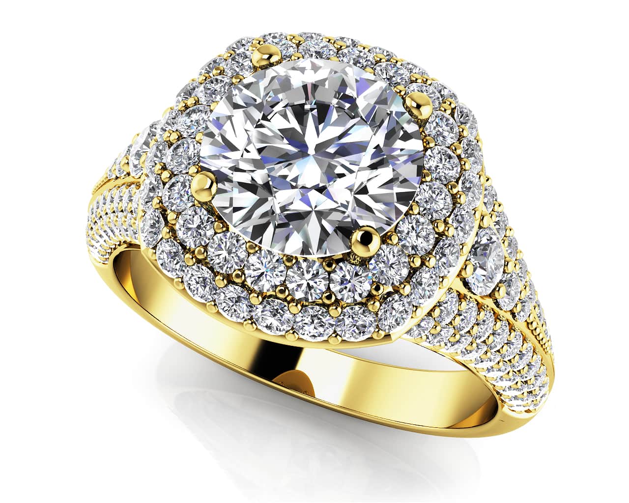 Deluxe Double Halo Diamond Engagement Ring with 1.66 ct. (0.75 ct. center diamond) - Image 2