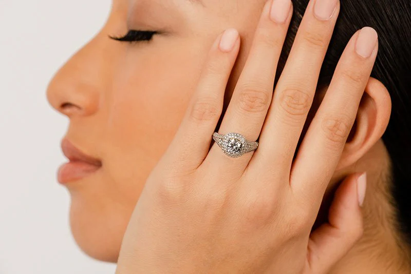 Deluxe Double Halo Diamond Engagement Ring with 3.09 ct. (2.00 ct. center diamond) - Image 4