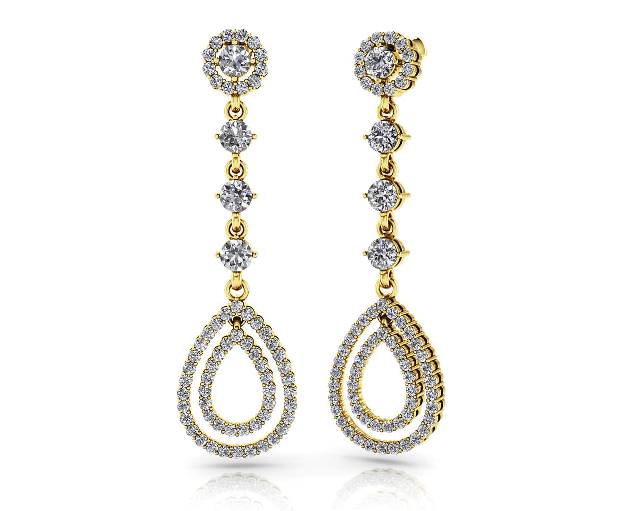 Designer Double Drop  Lab-Grown Diamond Earrings with 2.03 ct.(finished) 1.1mm, 1.3mm, 3.3mm - Image 2