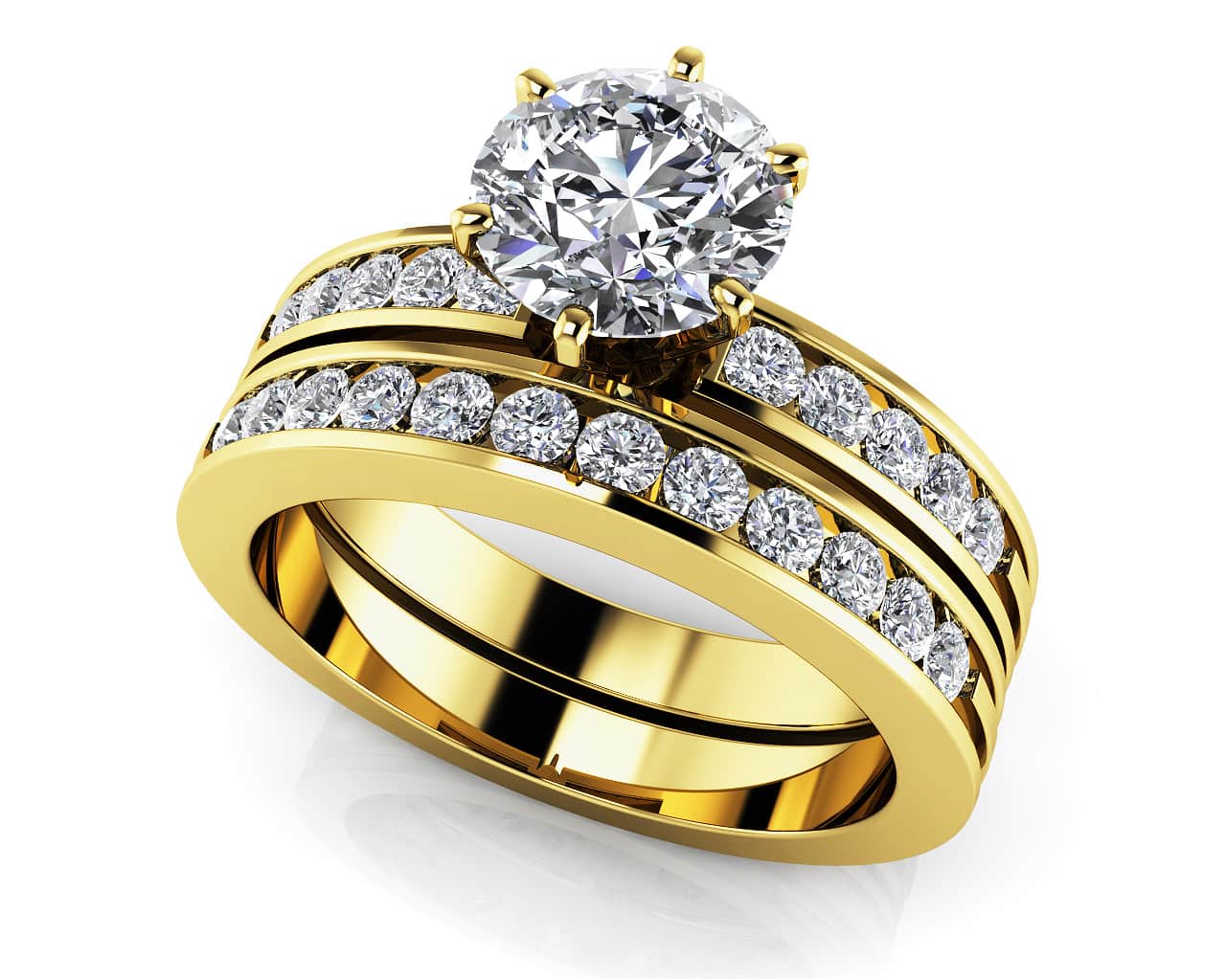 Diamond Band Center Focus Lab-Grown Diamond Bridal Set with 1.98 ct. (1.50 ct. center diamond) - Image 2