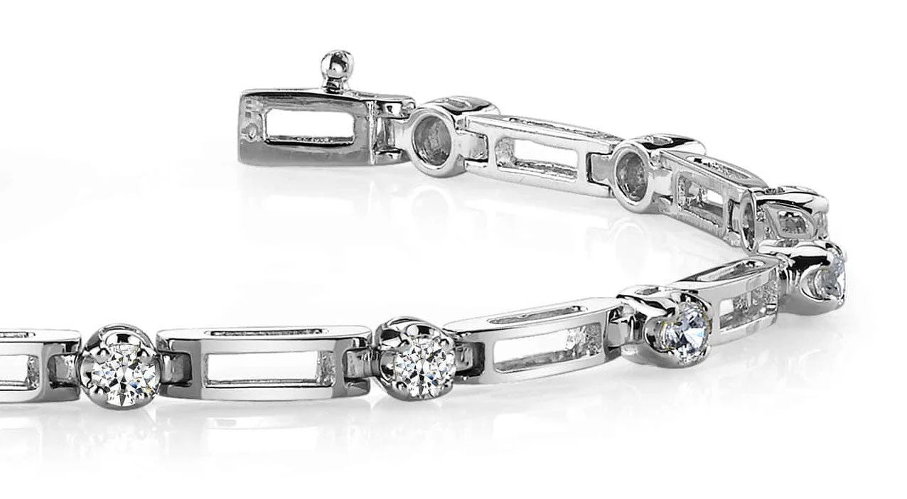 Diamond Box Link Diamond Bracelet with 1.04 ct.(finished) 3.0mm