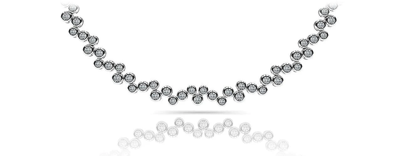 Diamond Bubble Diamond Necklace with 7.28 ct.(finished) 2mm, 2.25mm, 2.5mm