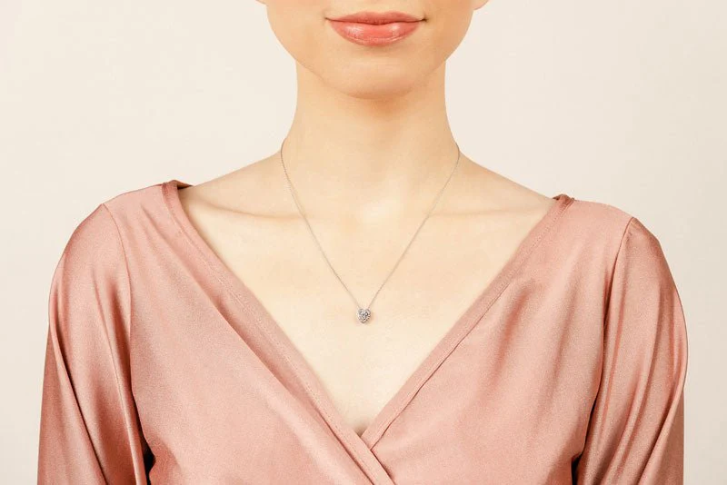 Diamond Center Heart Lab-Grown Diamond Pendant with 0.44 ct.(finished) 1.2mm, 4.3mm - Image 3