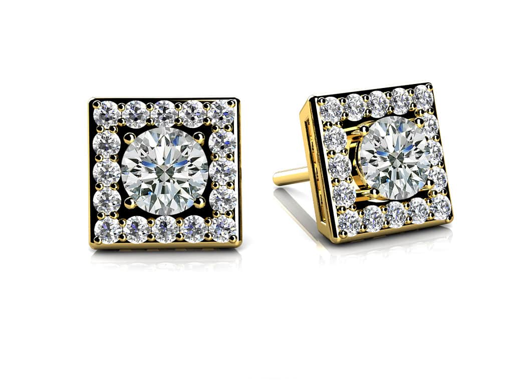 Diamond Centered Square Lab-Grown Diamond Studs  with 0.88 ct.(finished) 1.2mm, 4.3mm - Image 2