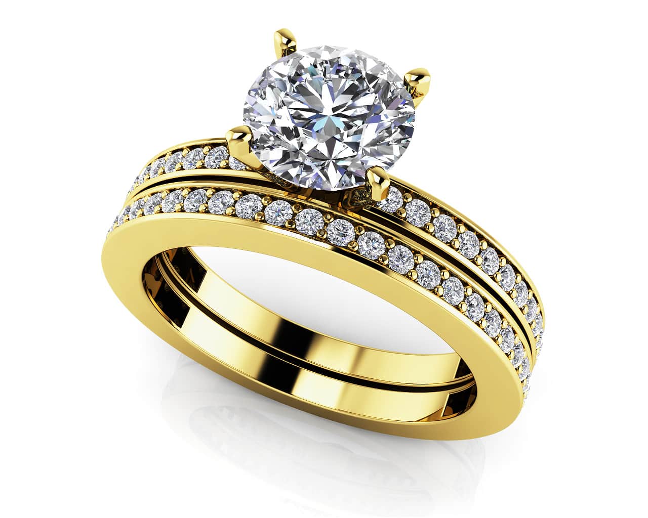 Diamond Channel Band Bridal Set Diamond  with 2.69 ct. (2.00 ct. center diamond) - Image 2