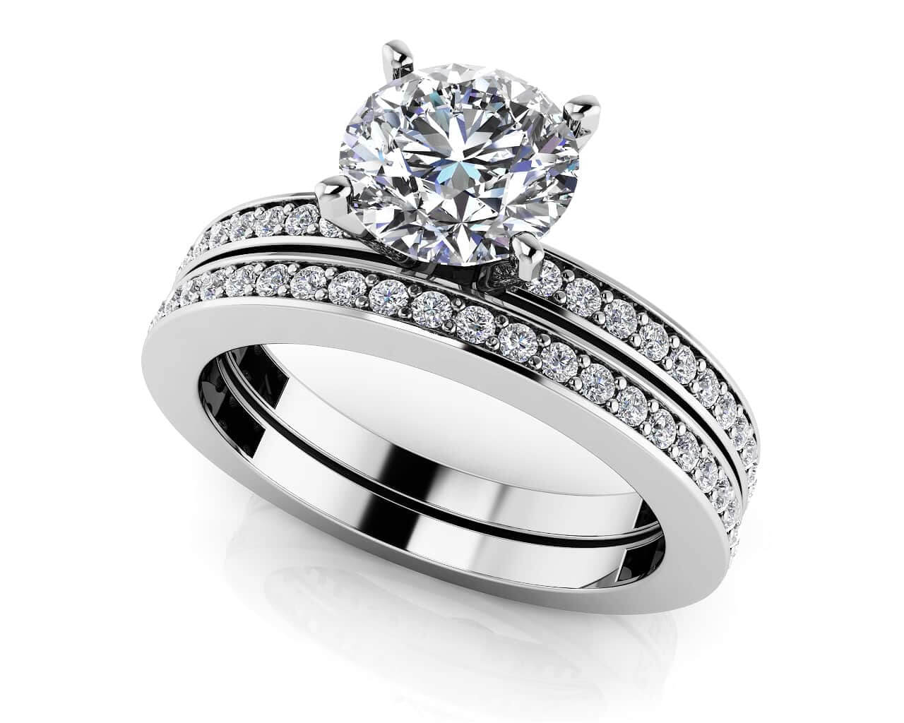 Diamond Channel Band Lab-Grown Diamond Bridal Set with 1.94 ct. (1.25 ct. center diamond)