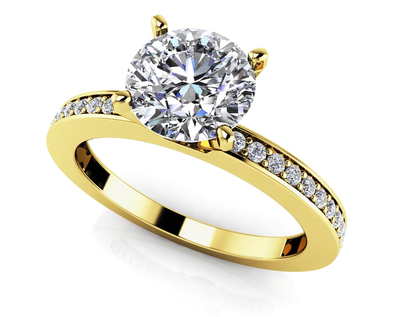 Diamond Channel Band Diamond Engagement Ring with 2.32 ct. (2.00 ct. center diamond) - Image 2