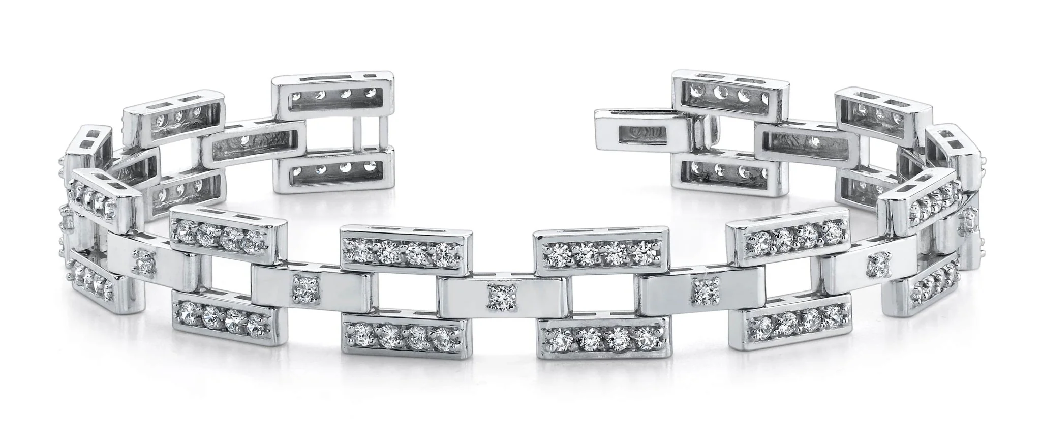 Diamond Checkerboard Mens Bracelet In Lab-Grown Diamond with 4.09 ct.(finished) 2.1mm, 2.25mm