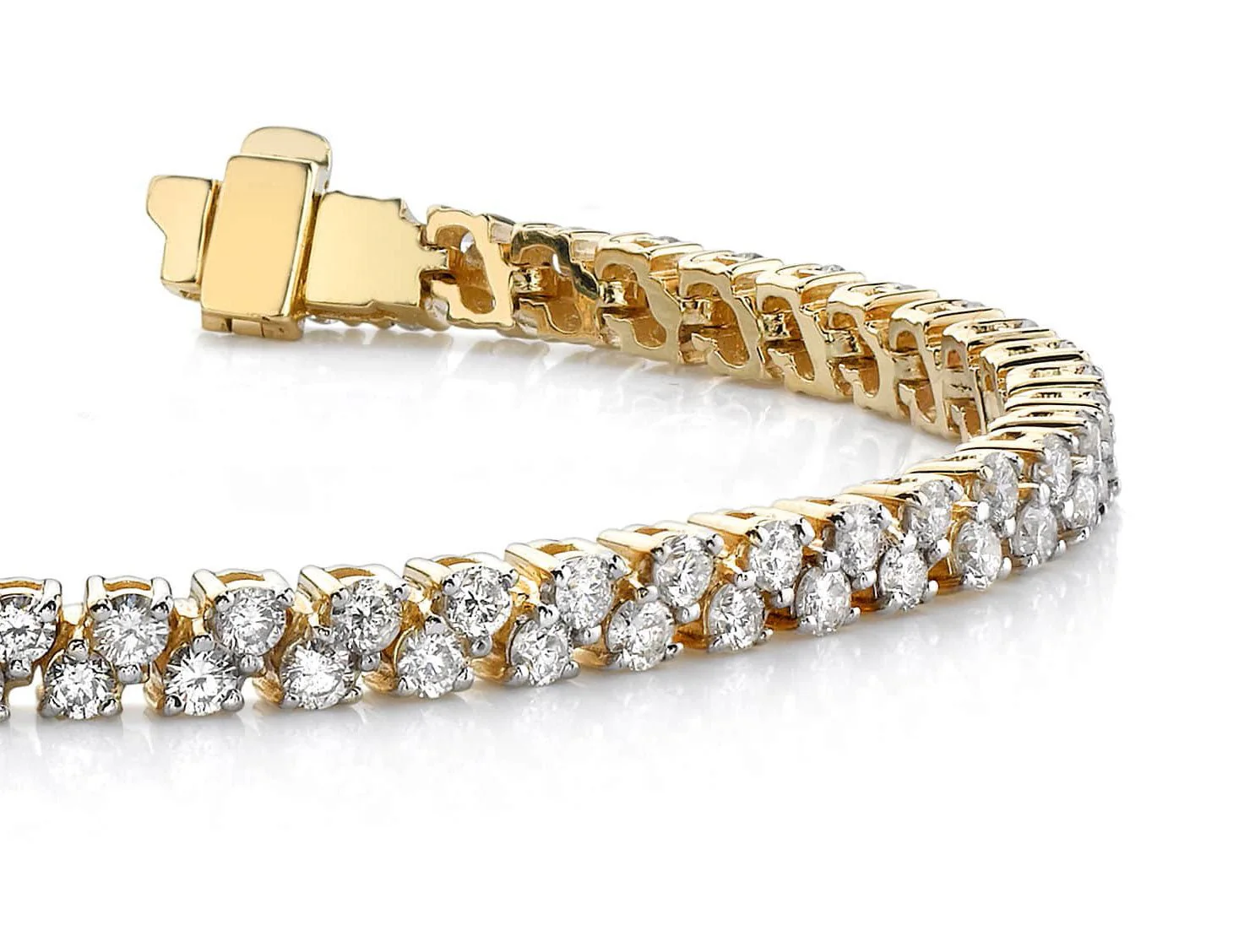 Diamond Checkerboard Two Row Tennis Diamond Bracelet with 3.36 ct.(finished) 2mm - Image 2