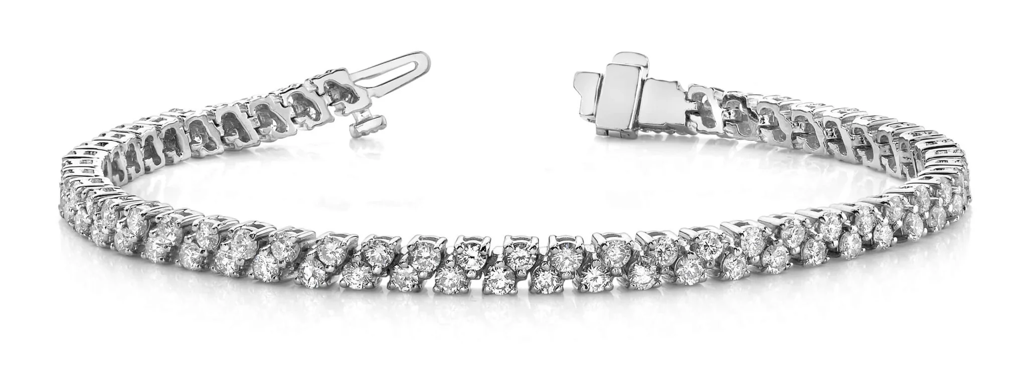 Diamond Checkerboard Two Row Tennis Diamond Bracelet with 6.02 ct.(finished) 2.5mm - Image 4