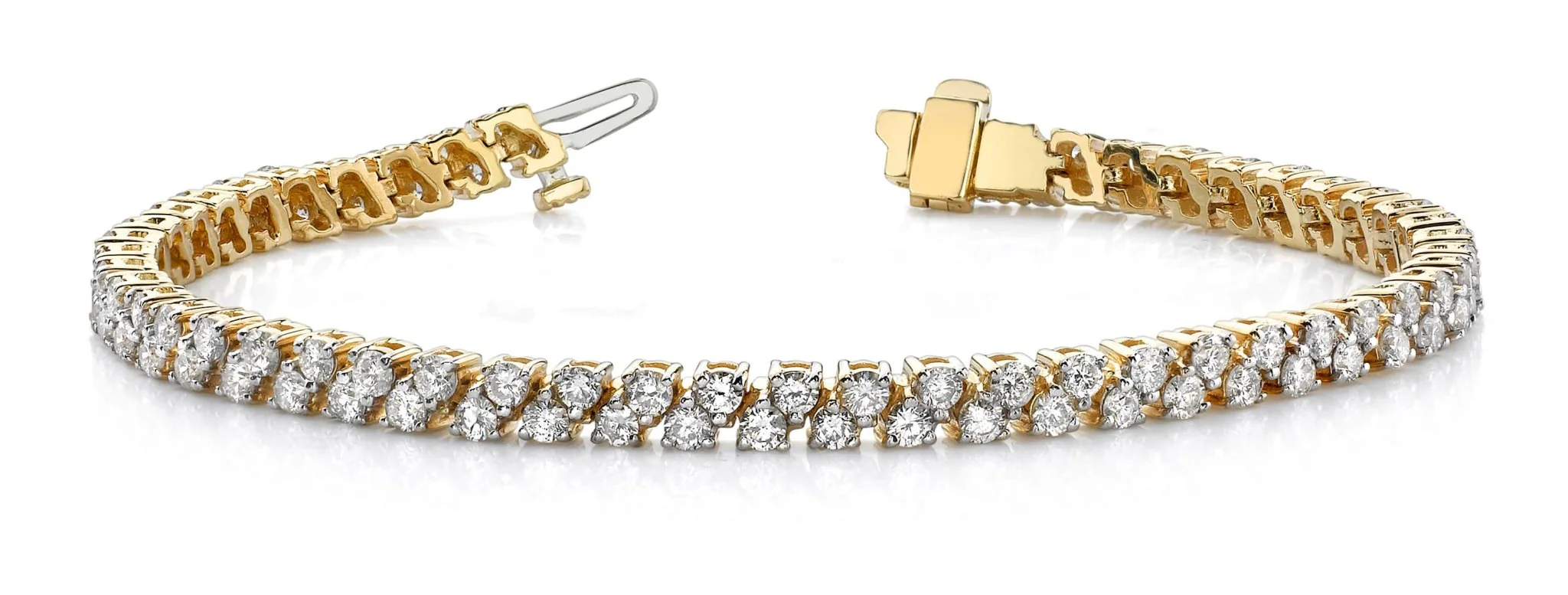 Diamond Checkerboard Two Row Tennis Bracelet Lab-Grown Diamond with 6.02 ct.(finished) 2.5mm - Image 3