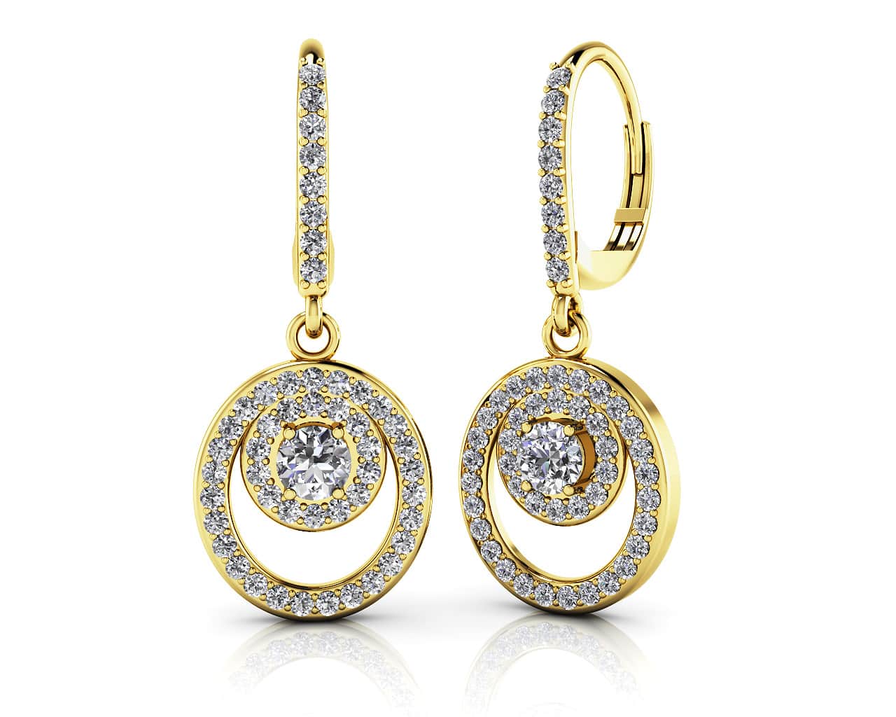 Diamond Circle Pendant Shephard Hook Earrings Lab-Grown Diamond  with 0.94 ct.(finished) 1.1mm, 3mm - Image 2